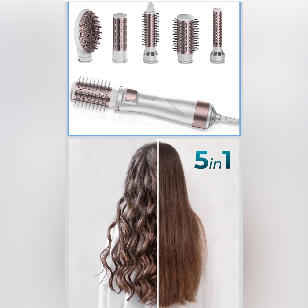Ecote 5-in-1 Multi-Styling HotAir Brush + bonus curling iron *TYPE C PLUG 1000w